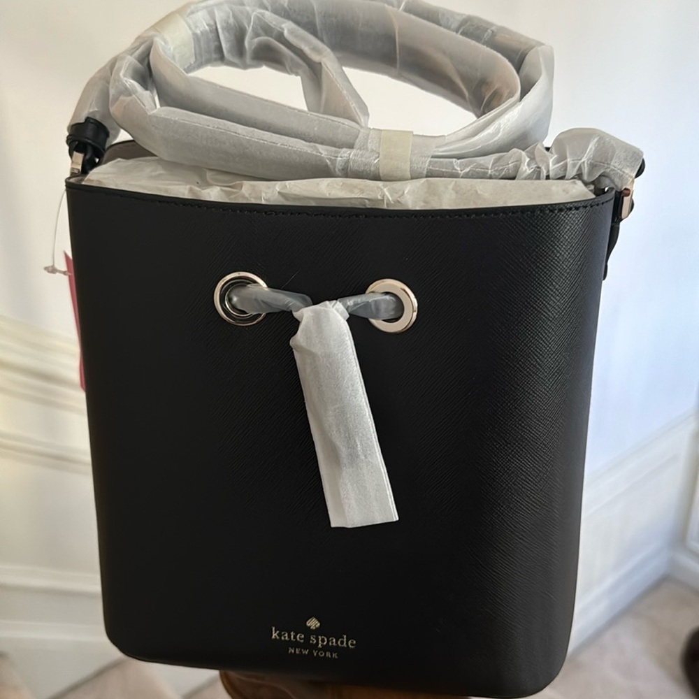 Brand new Kate Spade bucket hand bag. Black leather.